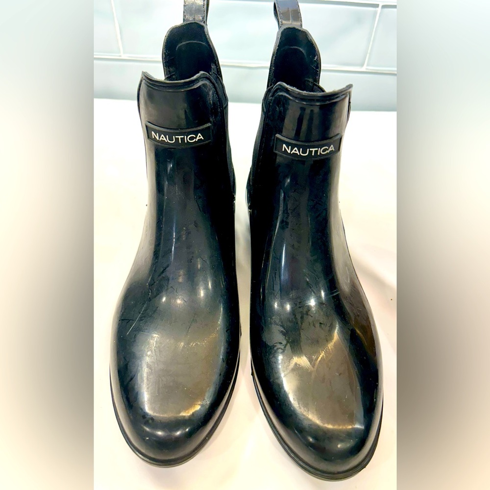 Nautica Women’s Black Rain Boots, Sz 8